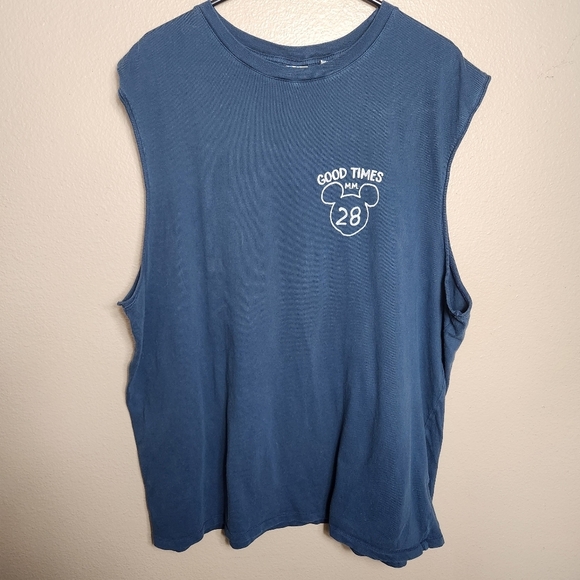 Junk Food Mens Navy Disney Good Times Mickey Mouse Sleeveless Cotton Tee |XL| - Picture 1 of 7